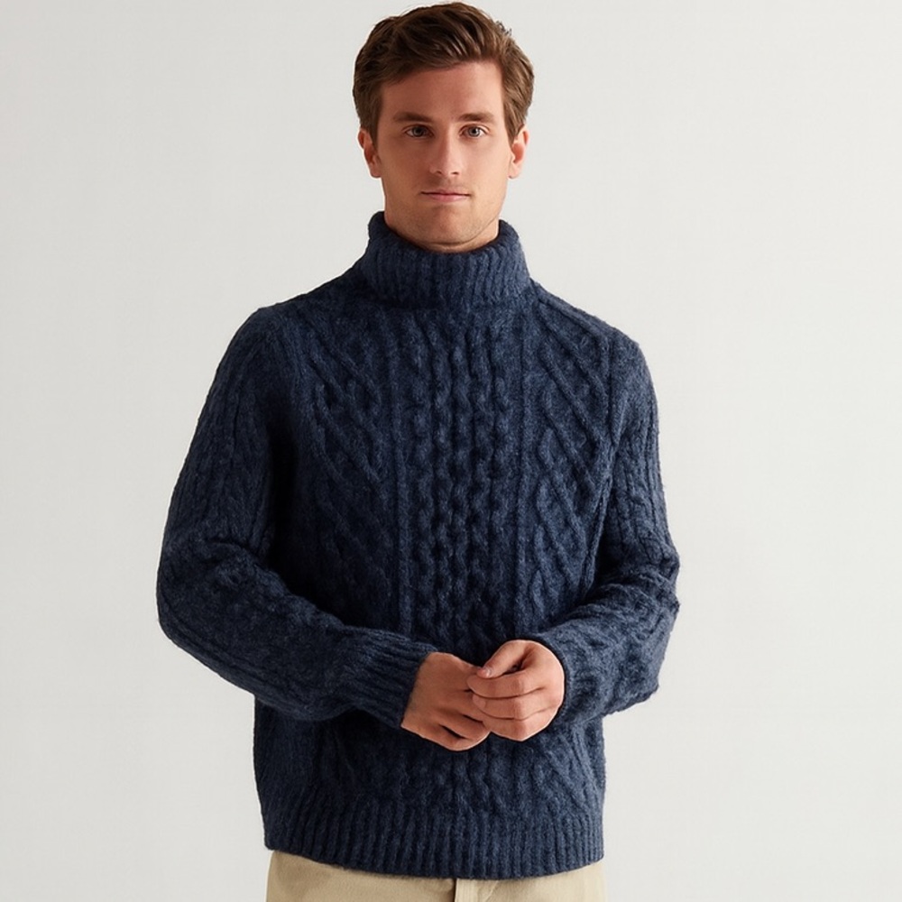 Alex Mill Recycled Cable-Knit Rollneck Turtleneck Sweater – Size Small